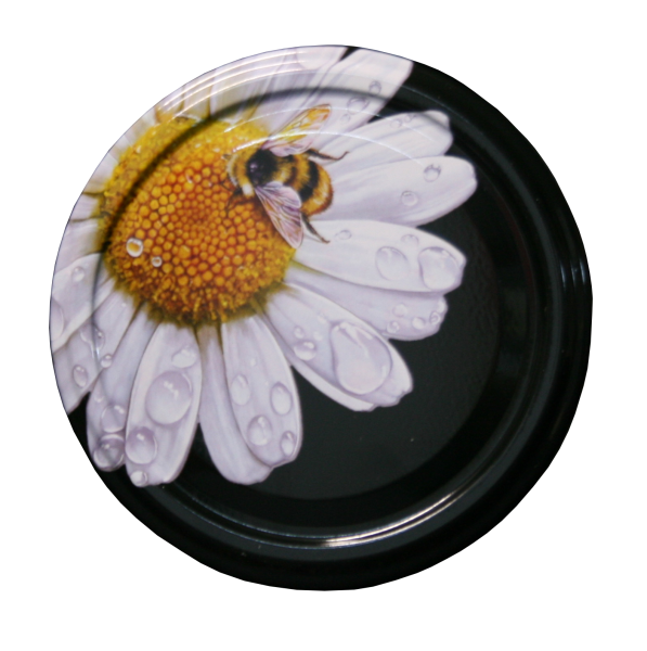 82er TO Deckel Biene auf Blume, schwarz