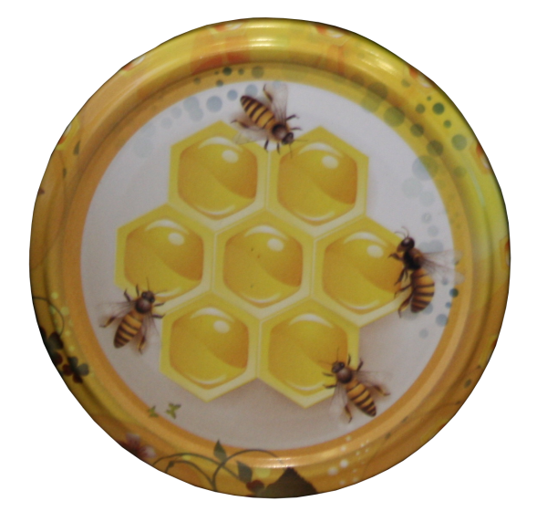 TO Deckel 82 er gelbe Wabe mit Bienen